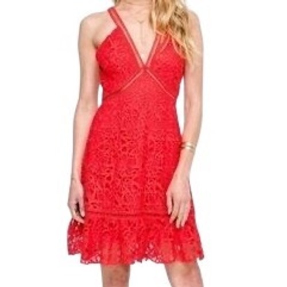 NWT ASTR the Label Lattice Inset Sleeveless Lace Fit & Flare Mini Dress Sz Small